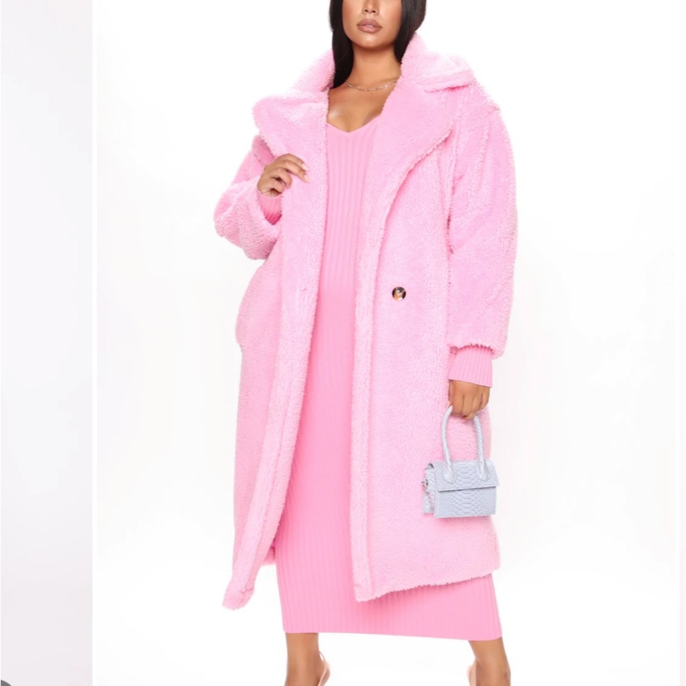Faux Fur Pink Coat